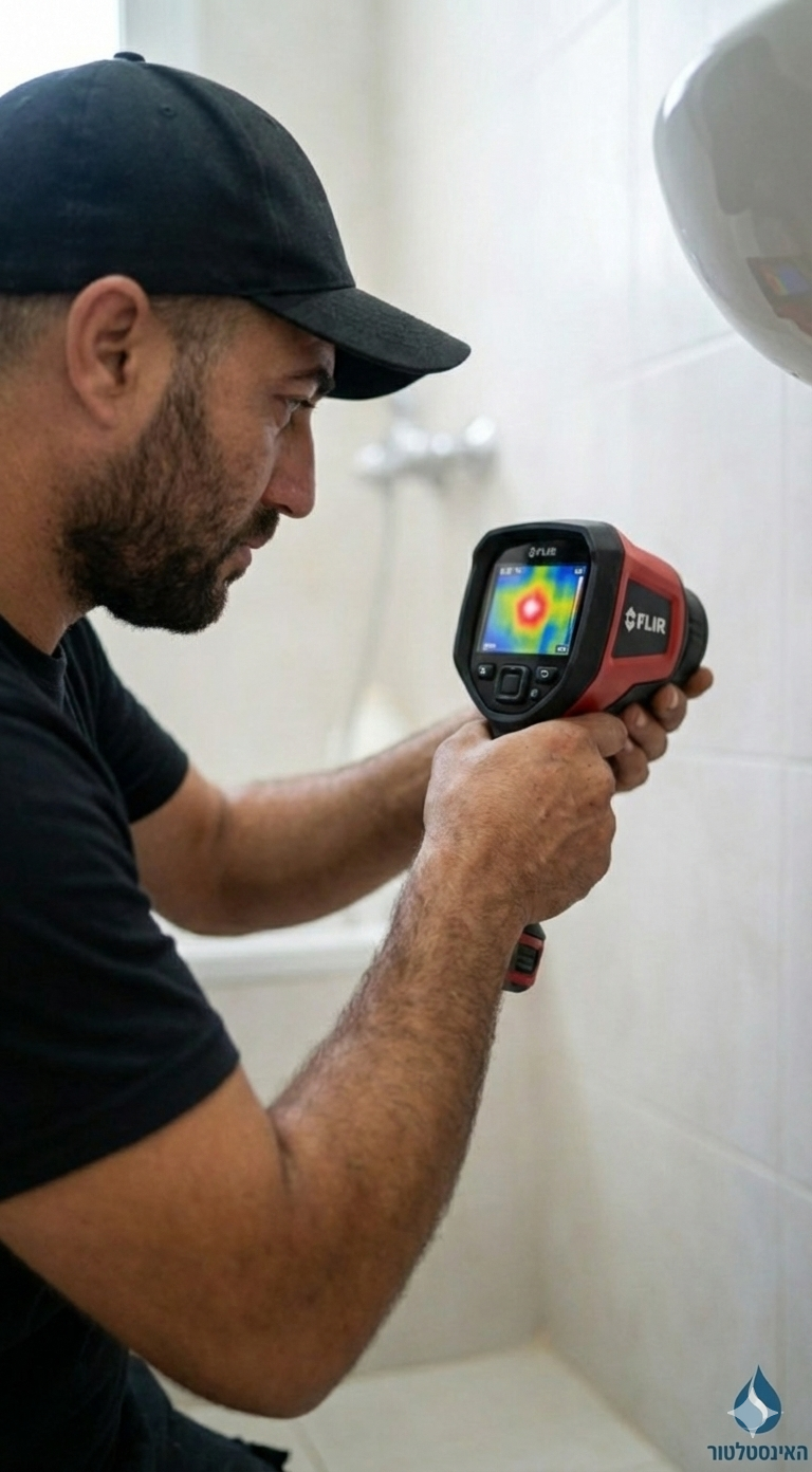 איתור נזילות במצלמה תרמית, יצחק סורק קיר לזיהוי נזילה סמויה